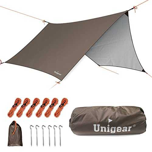 Unigear Rain Fly Tent Tarp Hammock Hexagonal,Lightweight Waterproof Camping Shelter, Portable Windproof Snowproof Tarpaulin for Snow Sunshade for Camping Outdoor Travel