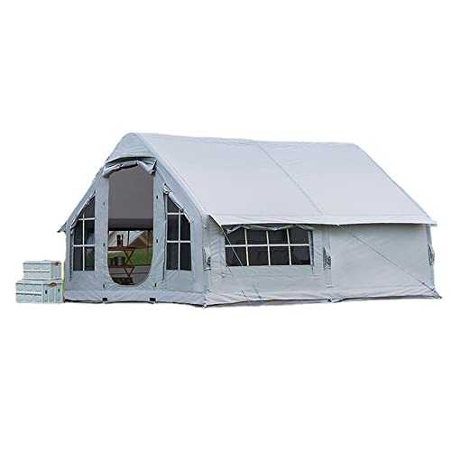 8 Person Inflatable Glamping Tent with Pump Waterproof 4 Season Outdoor House for Fishing Camping and Hiking Easy Setup Spacious and Comfortable