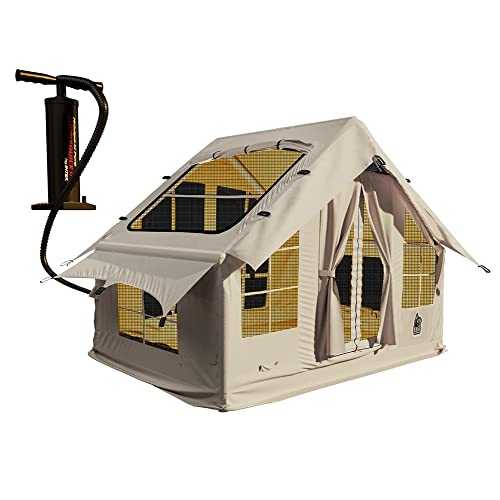 Waterproof Inflatable Camping Tent House for Person | Easy Setup Canvas Tent Season Family Glamping Tents | Air Blow Up Tent Cabin | Medium Outdoor Tents for Camping