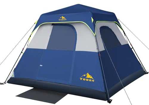 Toogh Camping Tent with Instant Setup, 4 Person Weatherproof Tent Easy Quick Set Up in 60 Seconds with Rainfly Backpack Tent for Family Camping & Hiking, Upgraded Ventilation， Center Height 67-inch