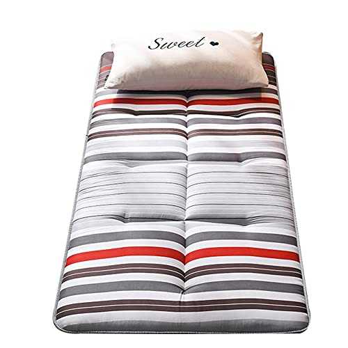Foldable Roll Up Futon Mattress with Strong Corner Straps Soft and Cozy Portable Sleeping Pad for Camping Single/Double Size Polyester Fiber Thicken Upholstered Ideal for Adults B 90x200cm (35x79inch)