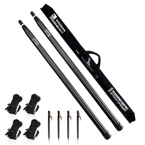 HIKEMAN Tent Poles for Tarp - Aluminium Camping Poles,Awning Poles for Canopy Sun Sails Tarpaulin,Adjustable Telescoping 92-280cm