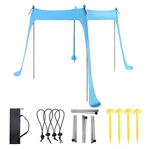 Beach Tent Shelter - 10 Person Beach Canopy Waterproof Beach Shelter | Sun Shade Umbrella with 4 Aluminum Poles, Family Shelter for Beach, Camping, Fishing, Garden, P