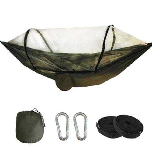HJUGHPN Hammocks Outdoor Mosquito Net Parachute Hammock Camping Hanging Sleeping Bed Swing Portable Double Hammock 1-2 Person(Dark green)