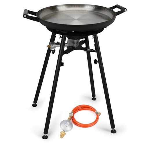 Onlyfire Portable Propane Cooking System Outdoor Cooker Burner with Φ54cm Iron Pot, UK Gas Regulator for Outdoor Camping Cooking