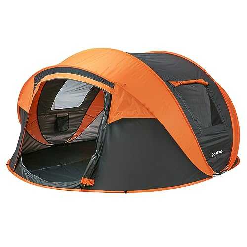 EchoSmile Camping Instant Pop Up Dome Tent, 4/6/8 Person, Water Resistant, Easy Setup for Camping Hiking and Outdoor, Portable with Carry Bag, 3 Season (Black&Orange (5-8 Person))