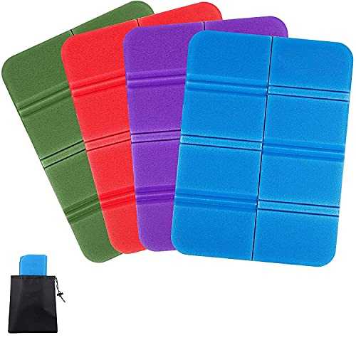 Voarge Pack of 4 Outdoor Foldable Thermal Seat Cushion Waterproof Seat Pad Insulating for Outdoor Garden Camping Picnic Hiking, Green, red, purple, blue