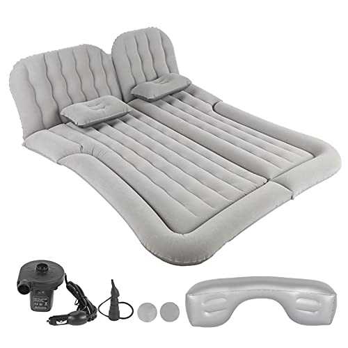 Air Mattress 12V Inflator Pump Electric with Flocking Travel for SUV MPV RV Made Soft Flocked PVC Material Black Size 174 x 126cm (Gray)