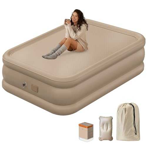 MrToNo King Inflatable Air Mattress, 3-Min Self Inflating Air Bed Double with Rechargeable Pump, 450kg Load Capacity Blow Up Mattress Waterproof Breathable Camping mattress for Bedroom/Guest/Camping