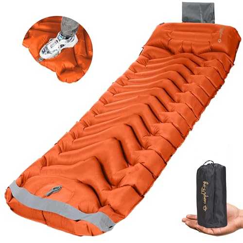 Camporing Inflatable Camping Sleeping pad, Thick 4 inch Ultralight Sleeping mat with Pillow, Sleeping pad with Built-in Foot Pump for Camping, Backpacking, Hiking, Traveling.