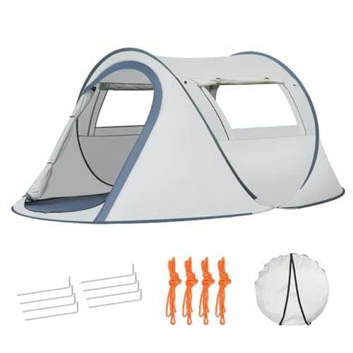 Pop Up Tent, Automatic Instant UV Protection 2 Man Tent Lightweight Windproof with Storage Bag 2 Doors 2 Windows, 4 Season Easy Set Up Waterproof Camping Tent for Beach, Garden Outdoor, Hiking