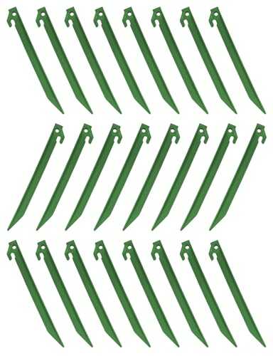 24 Packs 230mm (9") Plastic Tent Pegs, Garden Landscape Pegs, Awning Stake, Camping Caravan Set (Green)