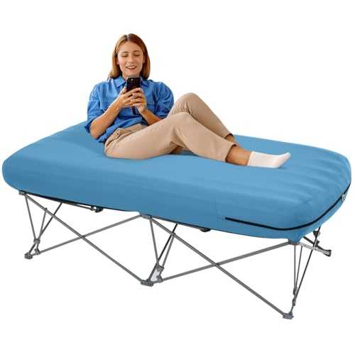 KAMPKEEPER Camping Cot,Folding Camping Bed with Inflatable Air Mattress and Carry Bag,for Outdoor Travel Camp Beach Vacation,(not Included The Airpump)