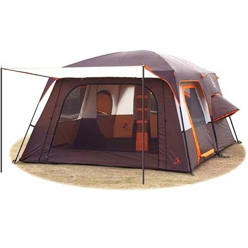 KTT Extra Large Tent 10-12-14 Person(Style-B),Family Cabin Tents,2 Rooms,3 Doors and 3 Windows with Mesh,Straight Wall,Waterproof,Double Layer,Big Tent for Outdoor,Picnic,Camping,Family Gathering