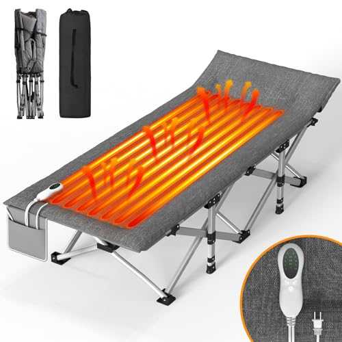 ZENPETIO Heated Camping Cot for Adults, Camp Outdoor Use Heating Sleep Over Bed Guest Stay Winter