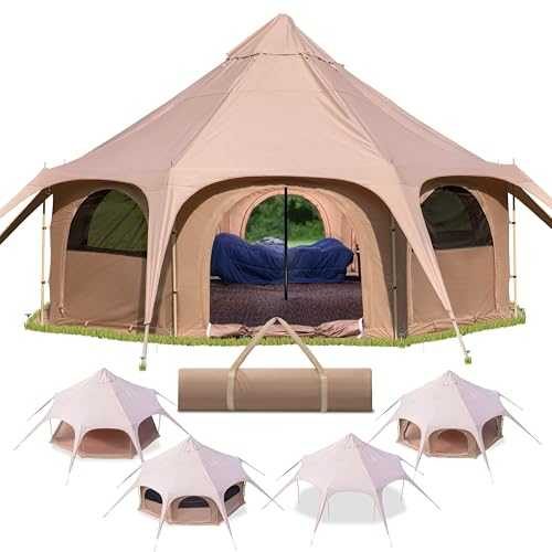 Glamping Canvas Tent - 16x9ft Tent with Stove Jack, Canopy Vents