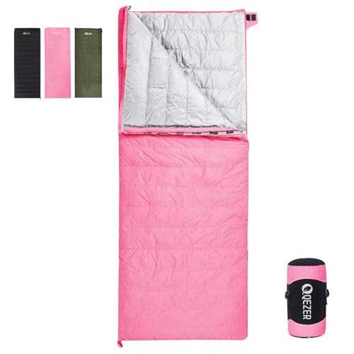 QEZER Down Sleeping Bag,Lightweight Rectangular Sleeping Bag for Adults,Kids,Boys,Girls 3 Seasons Backpacking, Hiking and Camping Outdoor,can be used as the Blanket