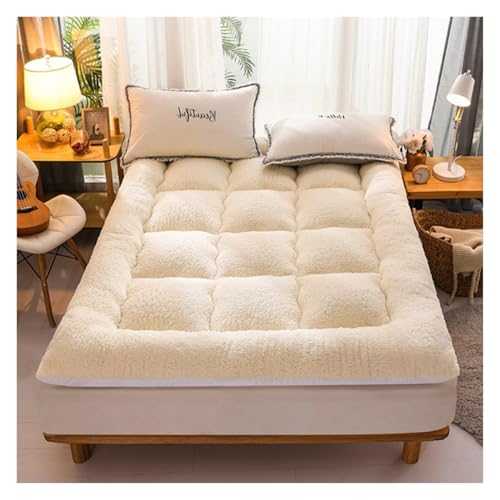 MTNBHH Japanese Family Upholstered Floor Mattress Folding Bed Roll-Up Camping Mattress Warm Mattress Double and Single Futon(White,180 * 200cm)