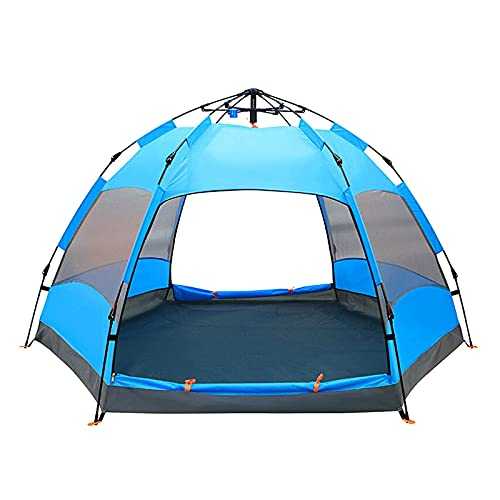 Outdoor hexagonal automatic big tent, 5-9 people double-layer rainproof camping picnic tent Household faucets