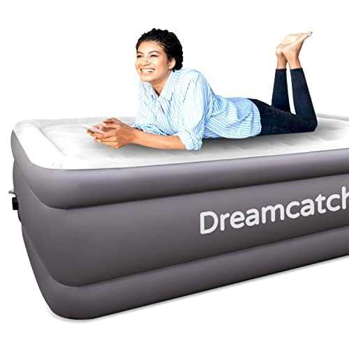 Dreamcatcher Premium Inflatable Mattress Double Air Bed 191x137x46cm. Dark Grey Blow Up Bed Air Mattress with Built in Electric Pump & Airbed Storage Bag Included