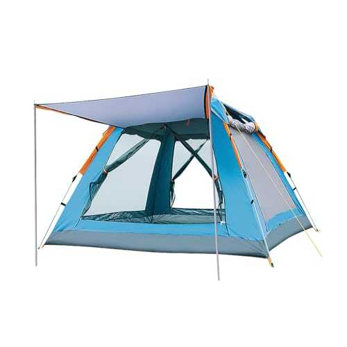 DONGSHUAI Automatic Camping Tent, 3-8 Person Rainproof UV Resistant Pop Up Instant Tent with Ground Spikes, Windproof Dome Tent for Outdoor Picnic, BBQ,Blue,2.15M