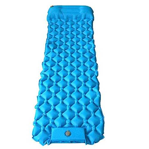 XANAYXWJ Inflatable Camping Mattress: Self-Inflating Air Pad for Outdoor Travel - Waterproof Roll-Up Bed in Single, Blue