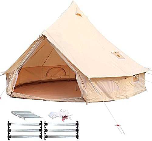 Outdoor camping tent Tent 10-12 Persons Canvas Tent 4-Season Tents for Camping Waterproof for Family Camping Outdoor Hunting