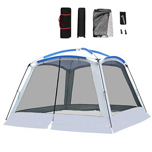 4 Season Large Tents Sun Shelters 6-8 Person Outdoor Camping Tent Unobscured Windproof Automatic Pop Up Awning Beach Fishing Equipment,Blue