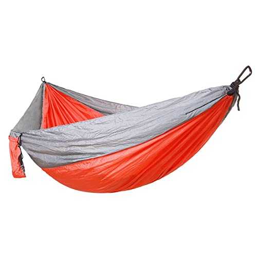 HJUGHPN Hammocks 2 Person Parachute Hammock Lightweight Portable Hanging Bed Durable Camping Travel(Orange grey)