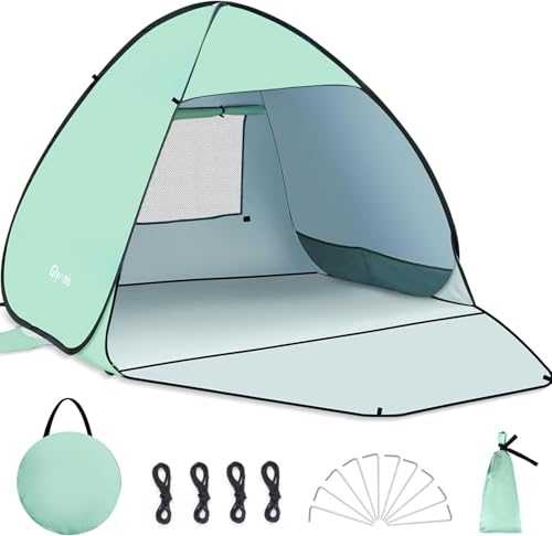 Glymnis Pop Up Beach Tent Small for 1-2 Person, UV Protection Beach Sun Shelter with Zipper Porch, Portable Sun Tent for Beach, Instant Outdoor Beach Tent for Kids Adults