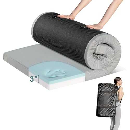 Eiayeebil Memory Foam Camping Sleeping Pad, Roll Up Camping Mattress for Adults, Waterproof Thick Floor Sleeping Mat for Car Truck Bed Tent for Guest Bed with Travel Bag, CertiPUR-US