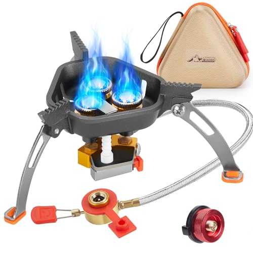 WADEO 7200W Windproof Camping Stove, Camping Gas Stove with Piezo Ignition and Butane Adapter, Portable Camp Stove Burner for Outdoor Backpacking Hiking and Picnic