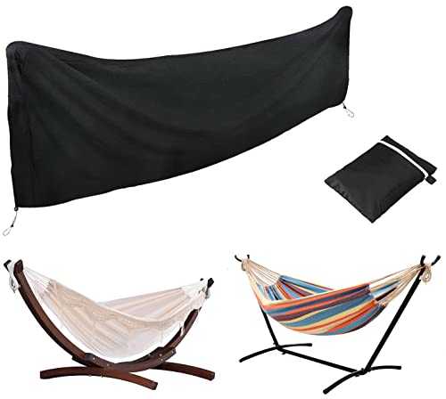 Outdoor Double Hammock Cover Waterproof 420D Oxford Fabric Rain and Sun Protection Sleeve with Adjustable Cord Heavy Duty Hammock Accessories for Camping and Stands