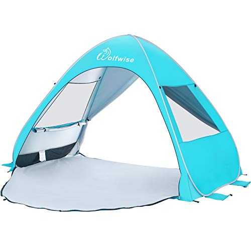WolfWise UPF 50+ Easy Pop Up Beach Sun Shelter Tent Portable Baby Canopy Quick Instant Automatic Sport Umbrella Sun Shade Blue Medium