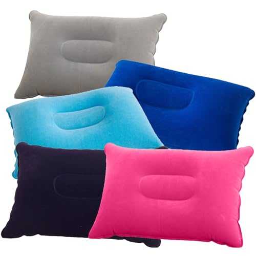 VEGCOO 5 Pack Inflatable Pillow, Multipack of Blow Up Pillows 22 * 34cm, Inflatable Pillows Compact Light Water Resistant, Perfect for Travel, Camping, Outdoors, Fishing, Beach