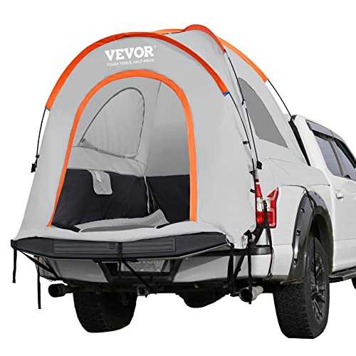 VEVOR Truck Bed Tent, 5.5'-6' Pickup Truck Tent with Rainfly and Carry Bag, Waterproof PU2000mm Double Layer Truck Tent for Camping, Accommodate 2-3 Person, for Camping Traveling Outdoor Activities