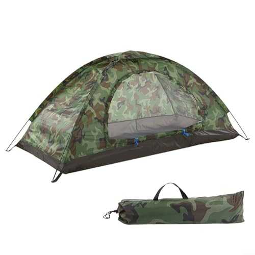 Hasaller Camouflage Pop-up Tent, Waterproof Fabric Camping Tent Fiberglass Material Two-way Suitable For Outdoor Hiking(1 person)