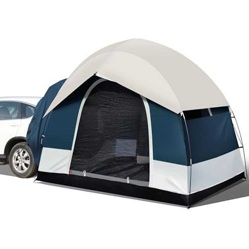 Universal SUV Family Camping Tent - Up to 6-Person Sleeping Capacity，Universal Fit, Blue,Gery, Suitable Camping Traveling Family Outdoor Activities