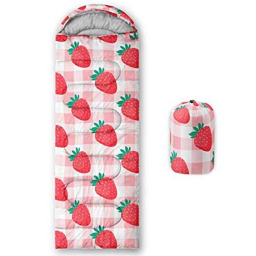 Datura home Kids Sleeping Bag for Boys Girls,Rocket Moon Print-Lightweight Warm Portable Outdoor Indoor-Waterproof Cold Weather Resistant Sleeping Bag for Camping Hiking