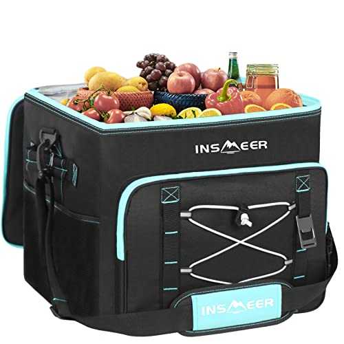 INSMEER Large Cooler Bag 90 Cans/55L, Insulated Soft Sided Cooler with Shoulder Strap, Collapsible Coolers, Portable Leakproof Lunch Cooler for Camping/Beach/Food Delivery/Shopping/Outdoor/Picnic