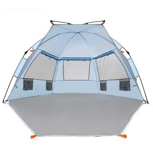 Easthills Outdoors Instant Shader Extended Easy Up Beach Tent Sun Shelter - Extended Zippered Porch Included