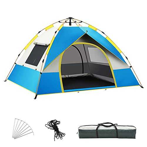 MYVVKIA 3-4 Person Camping Dome Tent Quick Setup Outdoor Tent Windproof & Rainproof Ultraviolet Protecting Shelter with 2 Door & 2 Window for Outdoor Camping Hiking Backpacking B