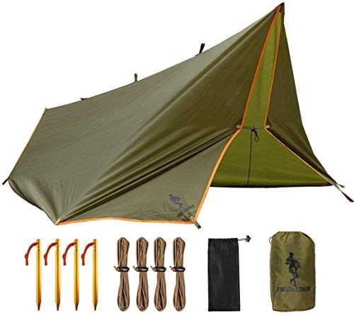 FREE SOLDIER Camping Tarp Waterproof 3m x 3.2m Large Hammock Tent Tarp Portable Tarpaulin Anti-UV Shelter Sun Block Sunshade Awning for Camping Hiking Traveling Outdoor Sports (Brown with Nails)