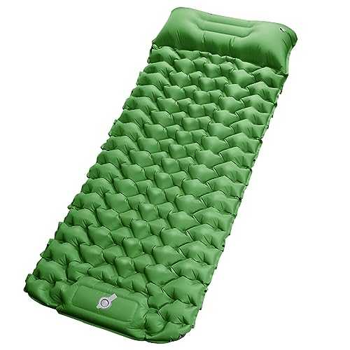 SOPPY Ultralight Self Inflating Camping Mat, 10cm Extra Thick Waterproof Sleeping Mat Camping Air Bed for Outdoor Camping Hiking Backpacking With Built In Foot Pump - Olive Green