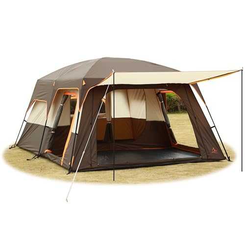 KTT Extra Large Tent 12 Person(Style-A),Family Cabin Tents,2 Rooms,Straight Wall,3 Doors and 3 Window with Mesh,Waterproof,Double Layer,Big Tent for Outdoor,Picnic,Camping,Family,Friends Gathering.