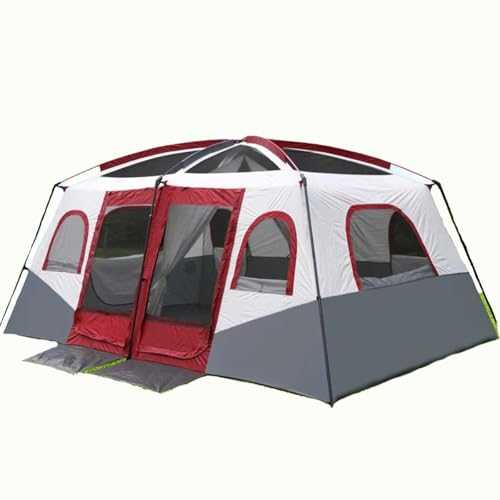 Outdoor Family Camping Tent, 4-6/8-12 Person, 2 Bedrooms, Double Layer Waterproof Windproof Dome Tent with 2 Doors, Easy Setup for Hiking & Family Camping 4-6 people
