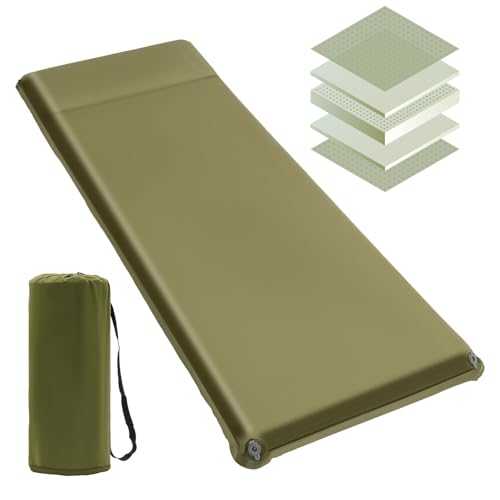 Self Inflating Sleeping Pad - Ultra-Thick Memory Foam, 20s Inflation, Insulated, Portable Air Mattress Mat with Pillow for Car Camping, Backpacking, Travel, Tent, Floor