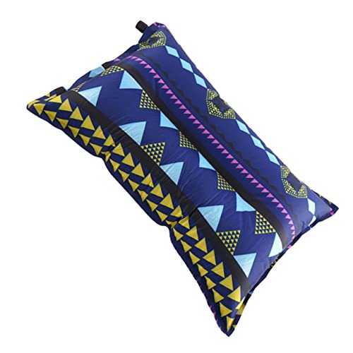 VICASKY Inflatable Ethnic Style Travel Pillow Multi Function Camping Sleep Cushion for Ergonomic Design for Neck Compact and Portable Camping Accessory Navy