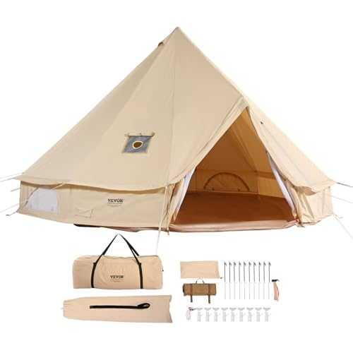 VEVOR Canvas Bell Tent, 4 Seasons Yurt Tent, Canvas Tent for Camping with Stove Jack, Breathable Tent Holds up People, Family Camping Outdoor Hunting Party