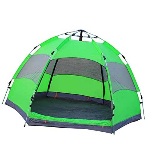 LJCM 8 Person Pop Up Camping Tent, Hexagonal, Quick Opening, Rainproof, Sun Protection, Breathable, Fishing, Beach, Hiking (Green)